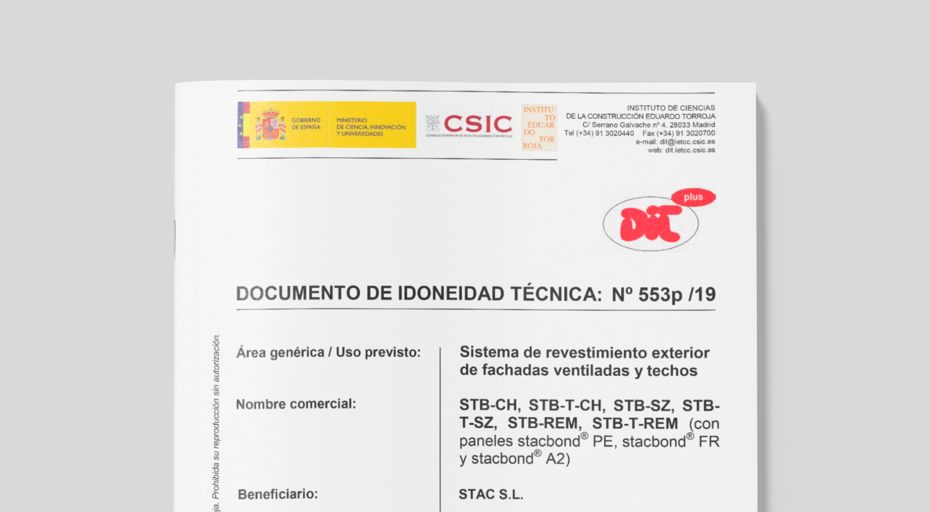 STACBOND renueva certificación DIT Plus